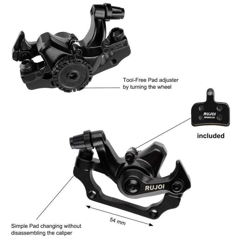RUJOI Bike Disc Brake Kit, Aluminum Front and Rear Caliper Full Aluminum Alloy Bicycle Brake Lever - Image 5