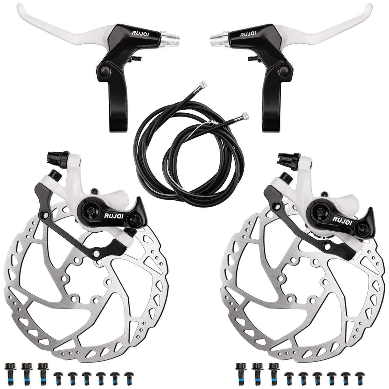 RUJOI Bike Disc Brake Kit, Aluminum Front and Rear Caliper Full Aluminum Alloy Bicycle Brake Lever