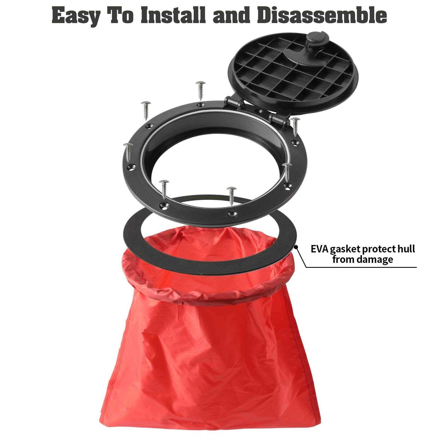 Anndason 2 Pcs 6 Black Deck Plate Kit Deck Hatch with Storage Bag for Fishing Kayak Boating - Image 3