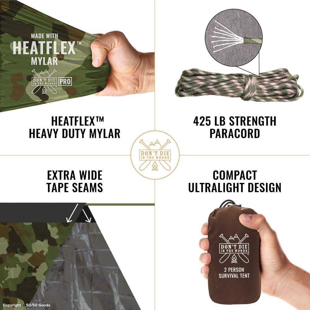 World's Toughest Ultralight Survival Tent • 2 Person Mylar Emergency Shelter Tube Tent + Paracord • Year-Round All Weather Protection For Hiking - Image 3