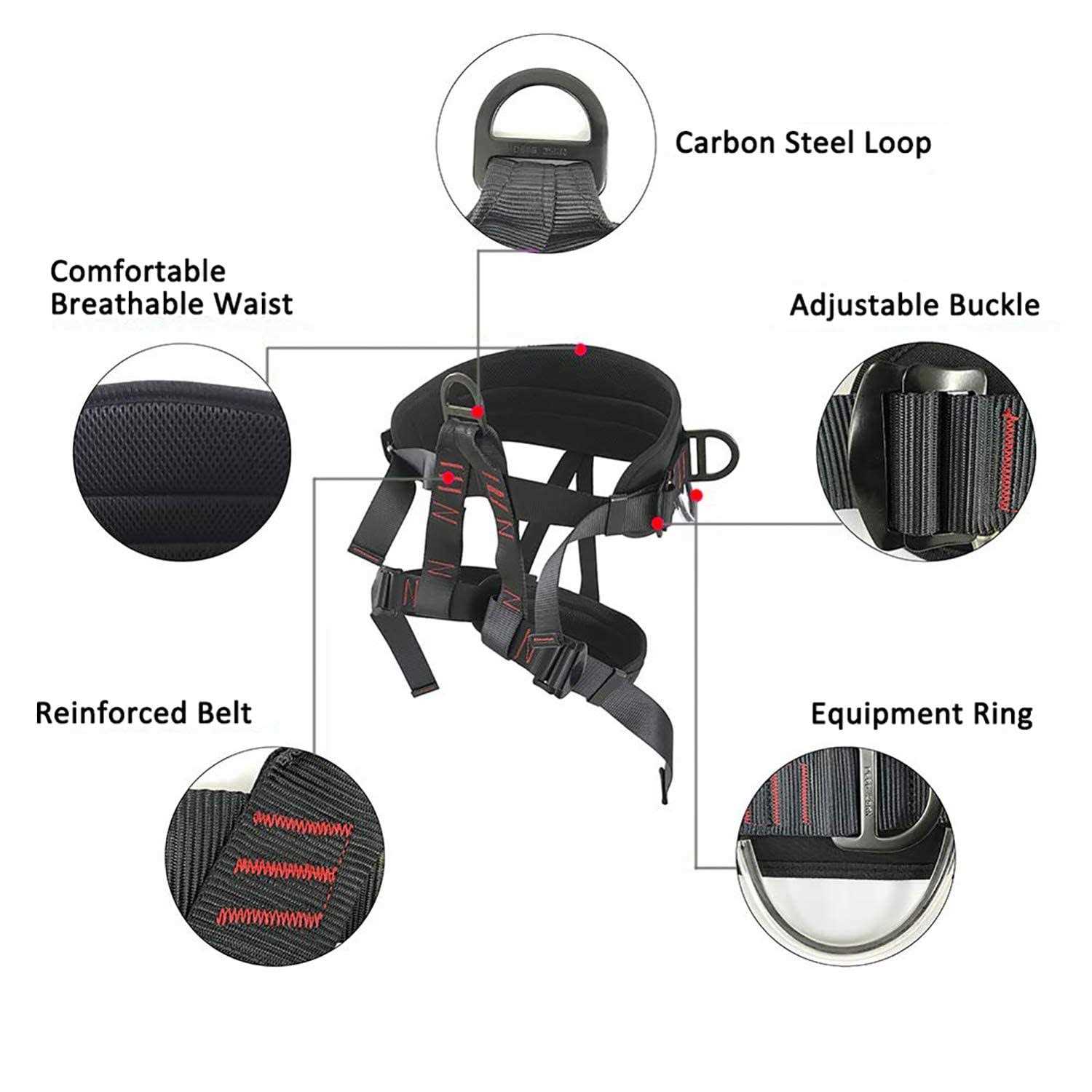 Ttechouter Adjustable Thickness Climbing Harness Half Body Harnesses for Fire Rescuing Caving Rock Climbing Rappelling Tree Protect Waist Safety - Image 5