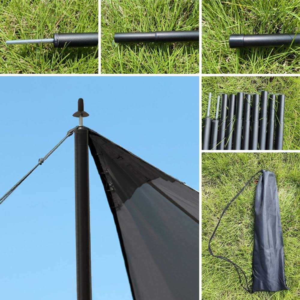 Adjustable Tarp Poles for Camping with 2 Silicone Protective Caps - Image 5