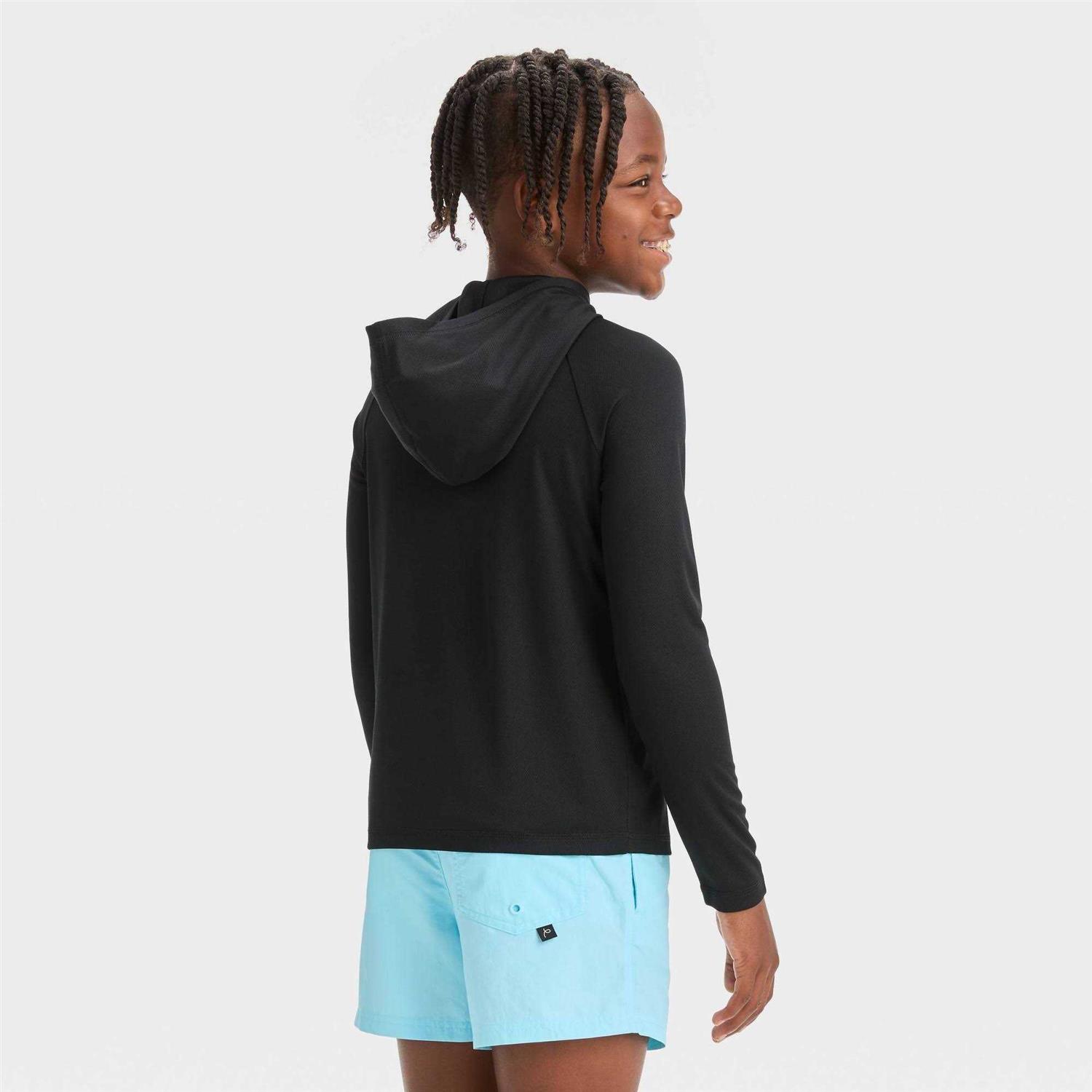 Boys' Art Class Long Sleeve Wave Hooded Rash Guard Top - Image 3