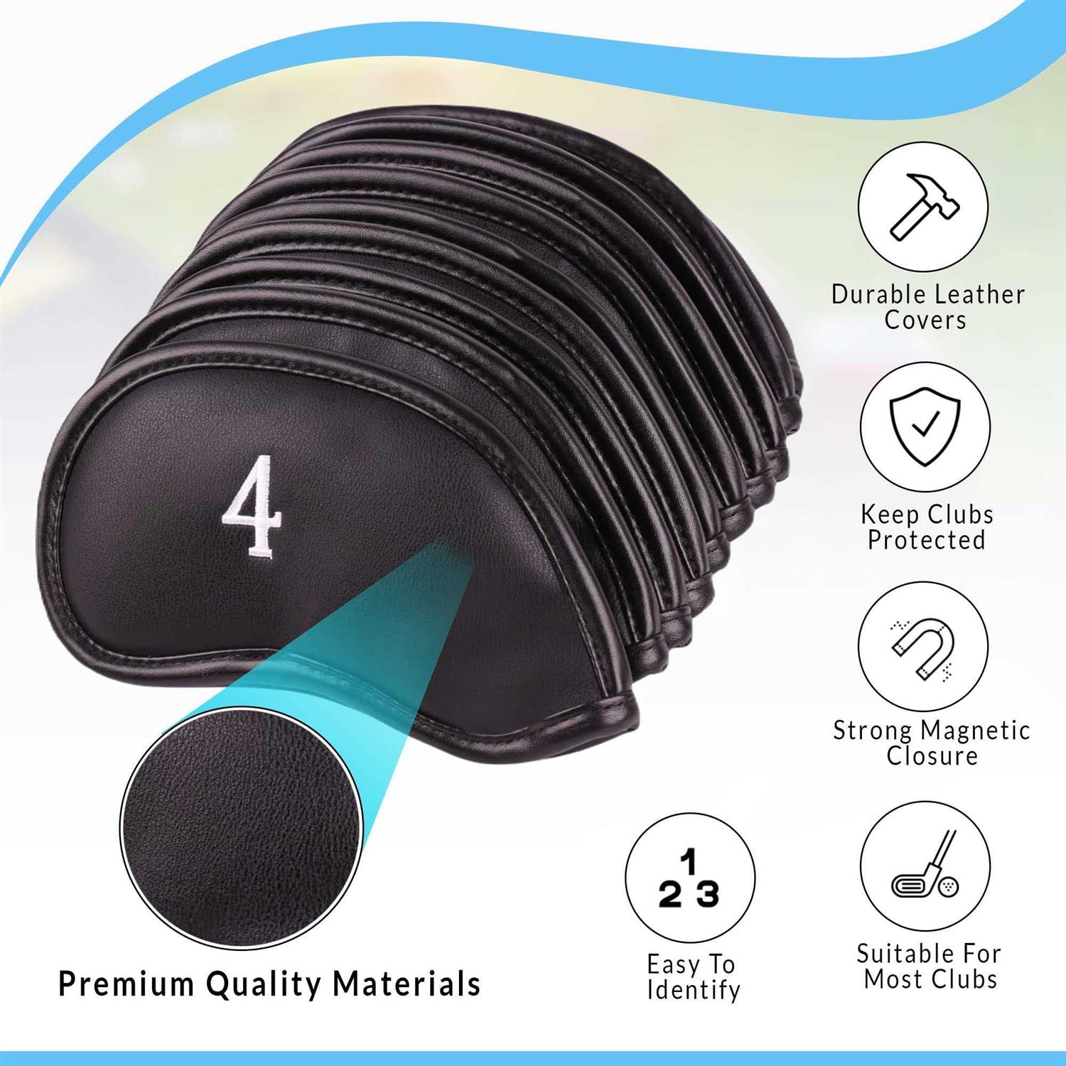 All Teed Up Premium Magnetic Leather Iron and Wedge Golf Club Head Covers - Image 5