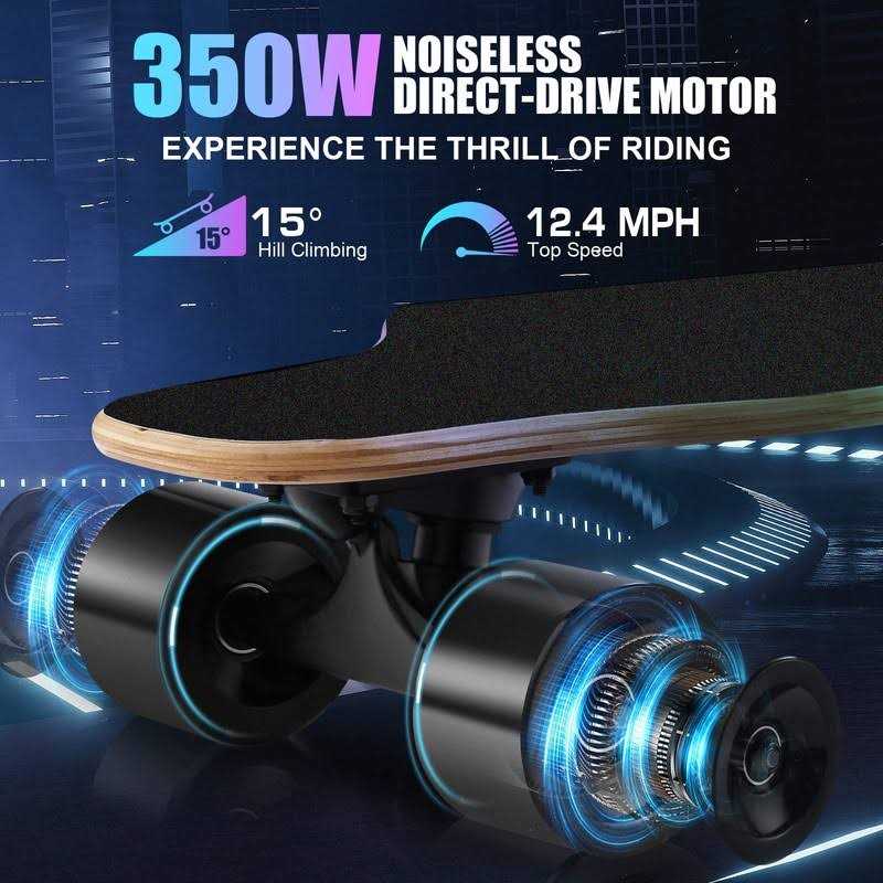 Caroma 350W Electric Skateboards with Remote 12.4 MPH Top Speed 7 Layers Maple - Image 4