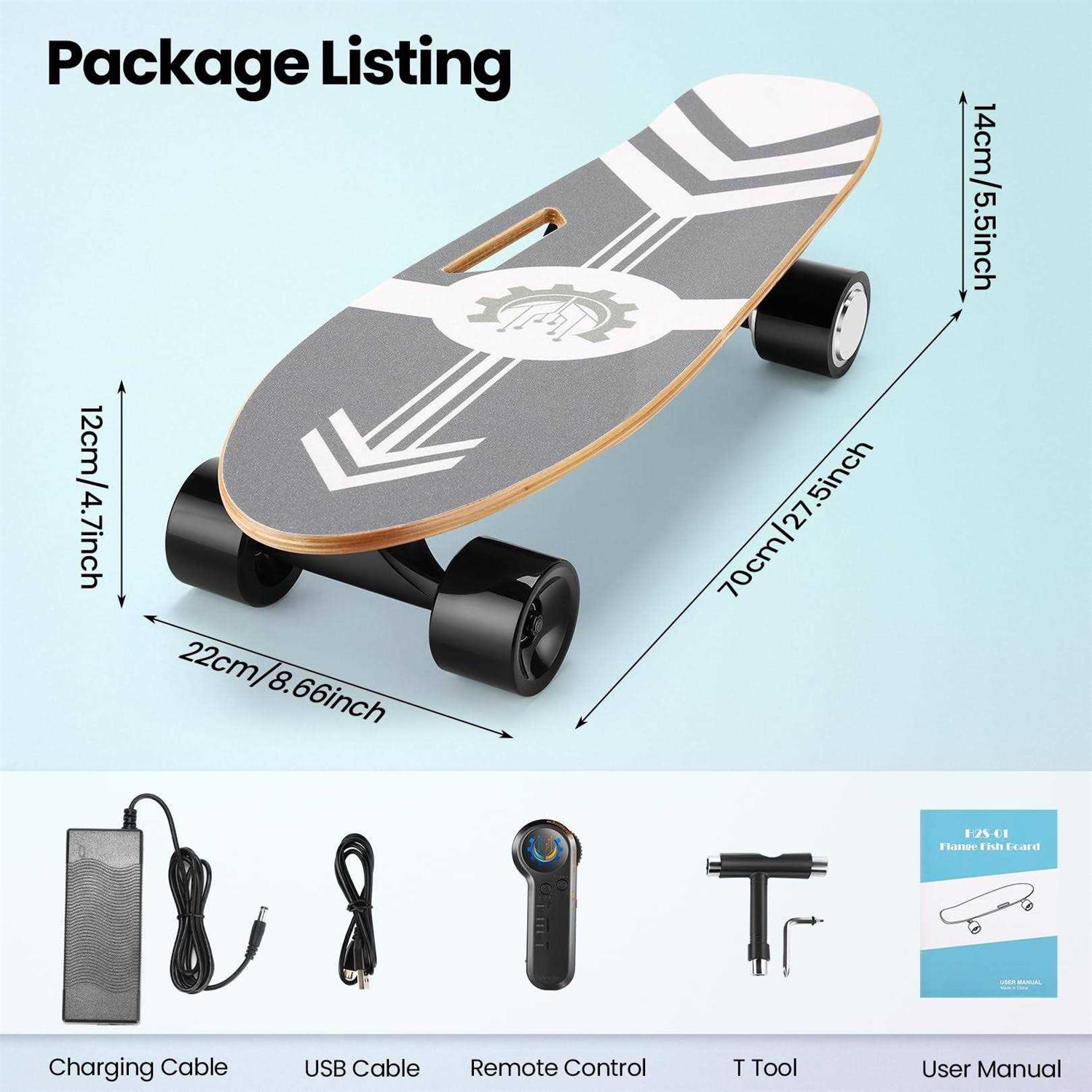 Caroma 350W Electric Skateboards with Remote 12.4 MPH Top Speed 7 Layers Maple - Image 5
