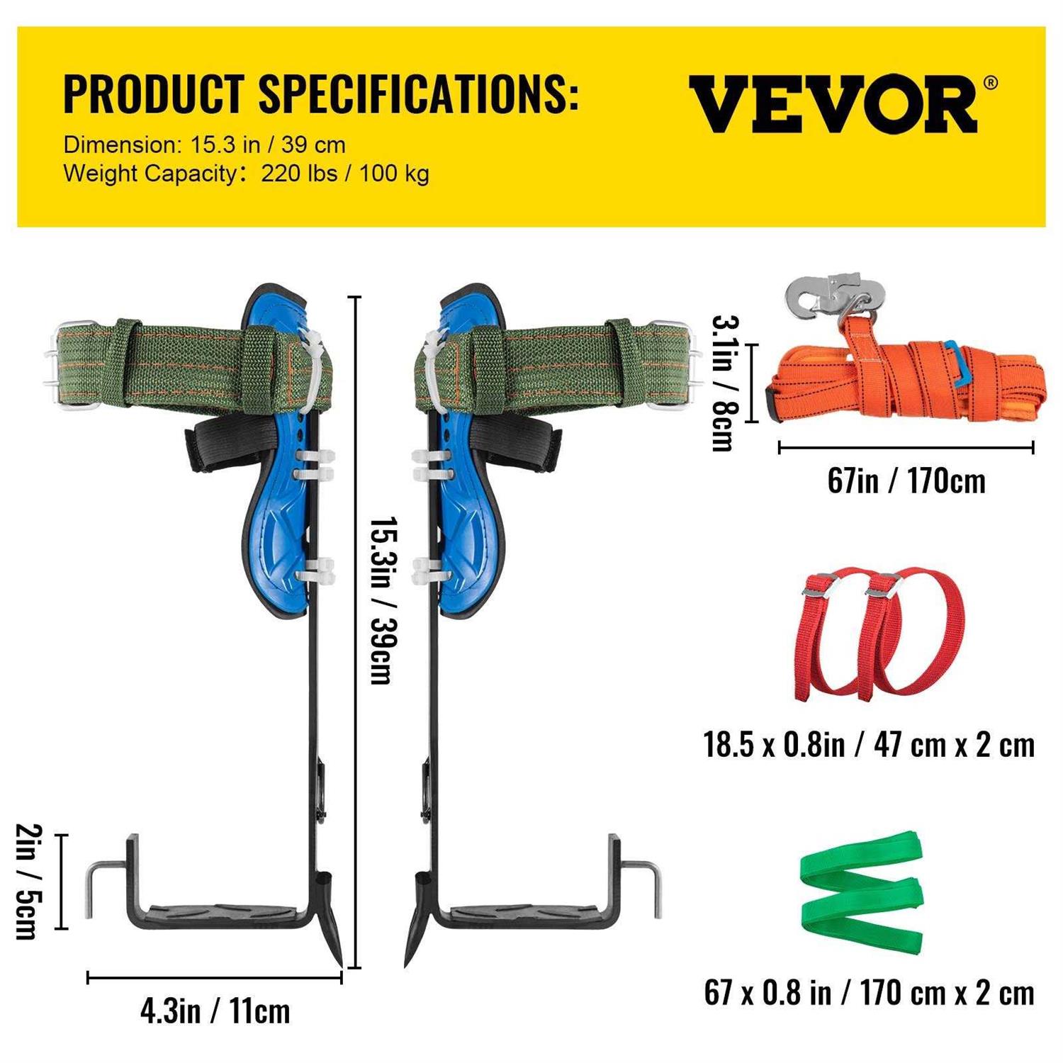 VEVOR 4-in-1 Alloy Metal Adjustable Tree Climbing Spikes PSJTZZTZDPS11UIG2V0 - Image 5