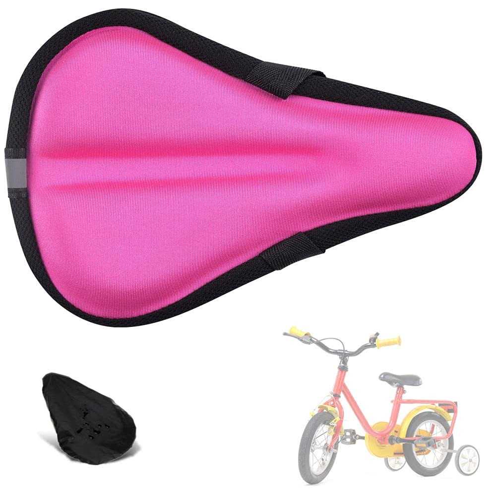 Liyamobu Kids Gel Bike Seat Cushion Cover for Boys & Girls 9x6 Breathable & Extra Soft Memory Foam Children Bicycle Saddle Pad with Water&Dust