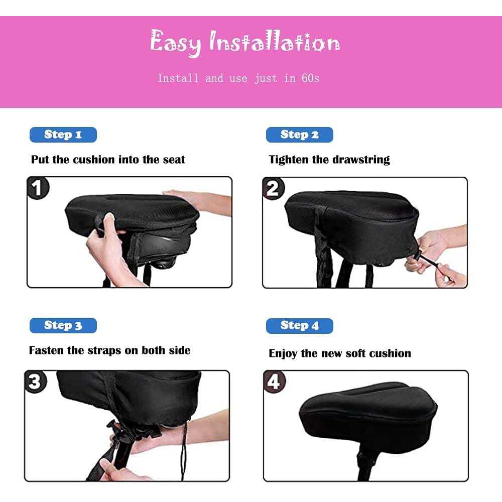 Liyamobu Kids Gel Bike Seat Cushion Cover for Boys & Girls 9x6 Breathable & Extra Soft Memory Foam Children Bicycle Saddle Pad with Water&Dust - Image 2
