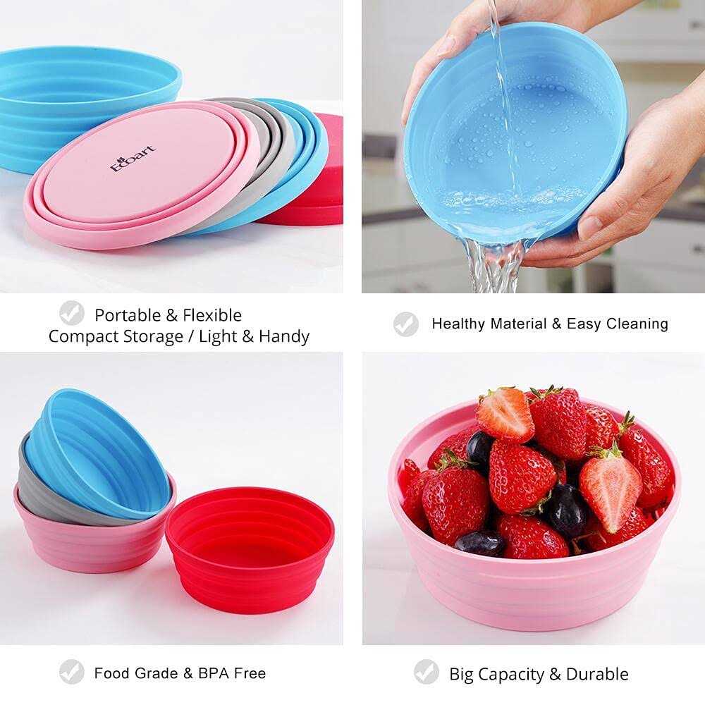 Ecoart Silicone Expandable Collapsible Bowl for Travel Camping Hiking - Image 2