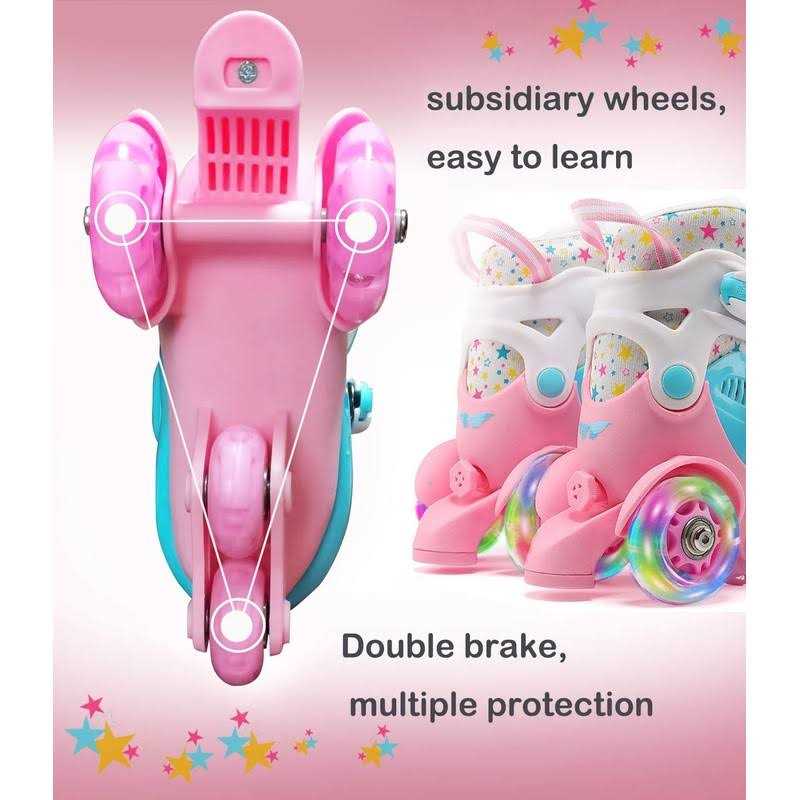 4-Pejiijar Adjustable Roller Skates for Kids Girls Ladies with Light Up Flash LED Wheels,Fun Illuminating,Three-Point Type Balance - Image 5