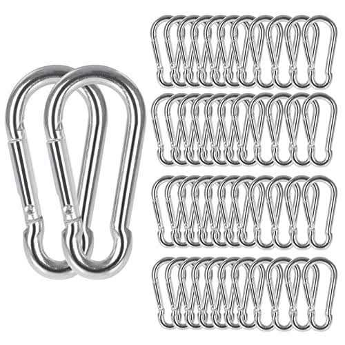 60Pcs Carabiner Clips 2-3/8 Inch M6 1/4 Small Carabiner Clip Heavy Duty Galvanized Steel Spring Snap Hook Mini Carabiner Clips Keychain Quick Link - Image 4
