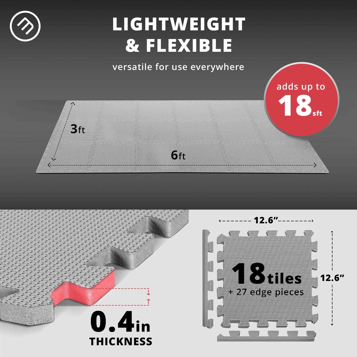 BeMaxx Gym Flooring Set Interlocking EVA Soft Foam Floor Mat 18 Pieces Puzzle Rubber Tiles Protective Ground Surface Protection - Image 4