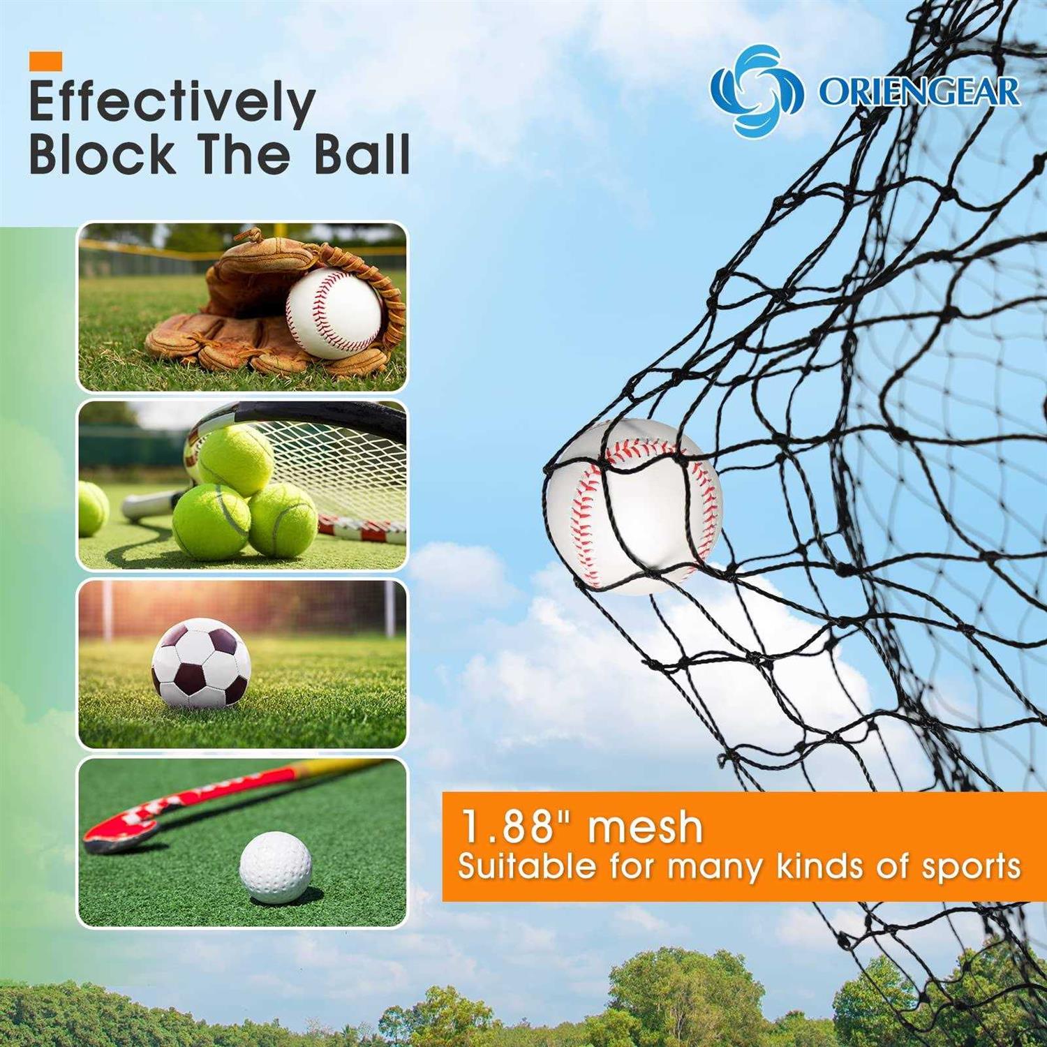 ORIENGEAR Baseball Batting Cage Nets, ONLY NET Baseball and Softball Cage Netting - Image 4