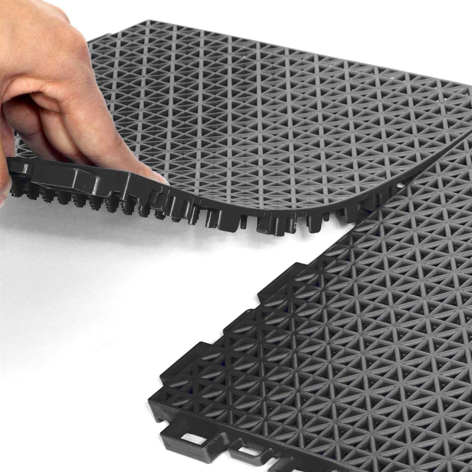 smabee 16 pcs Interlocking Rugged Deck Floor Tiles Non-Slip with Drainage Holes Plastic Mats for Boat Pool Patio Balcony Sports Area 9.8x9.8x0.47 - Image 4