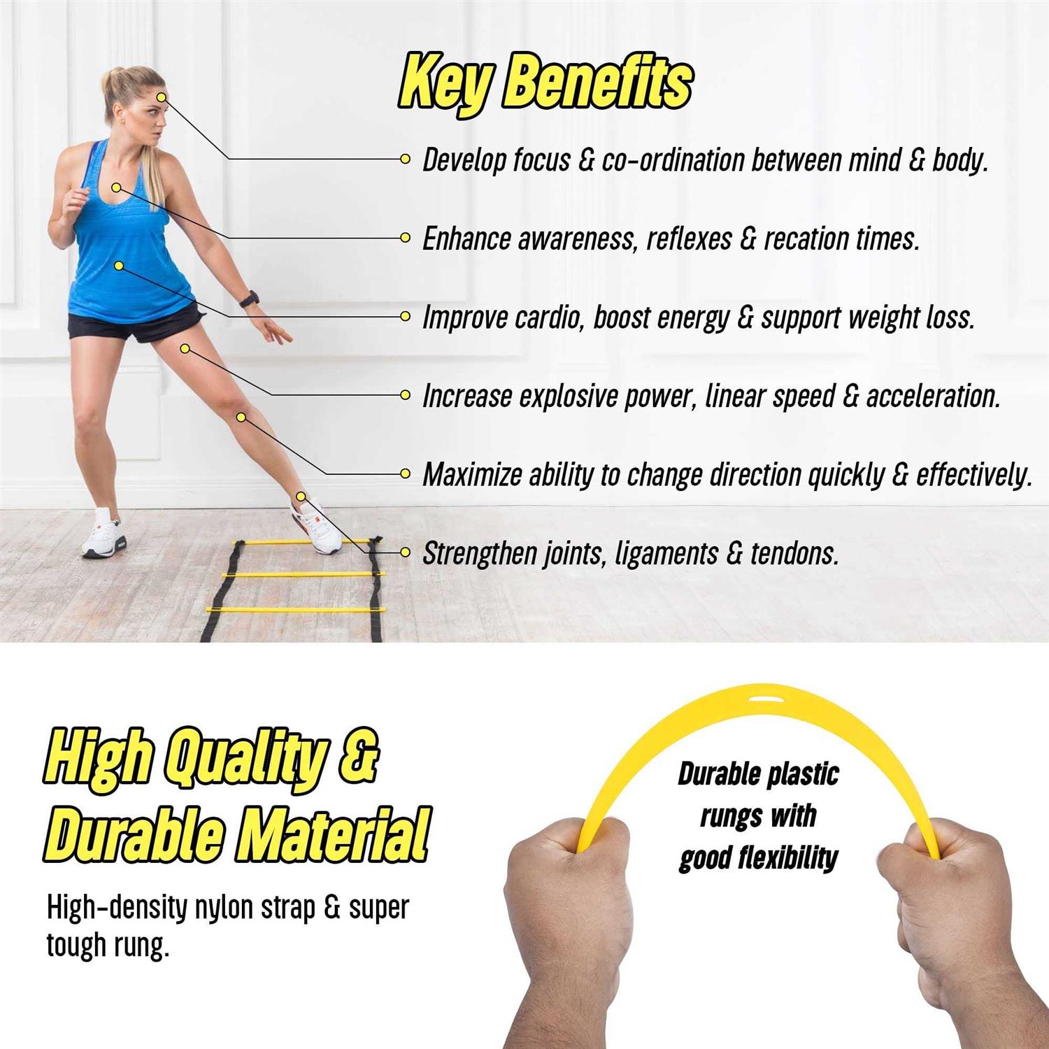 LYKAN FIT 20ft Agility Ladder Agility Training Equipment Speed Ladder - Image 4