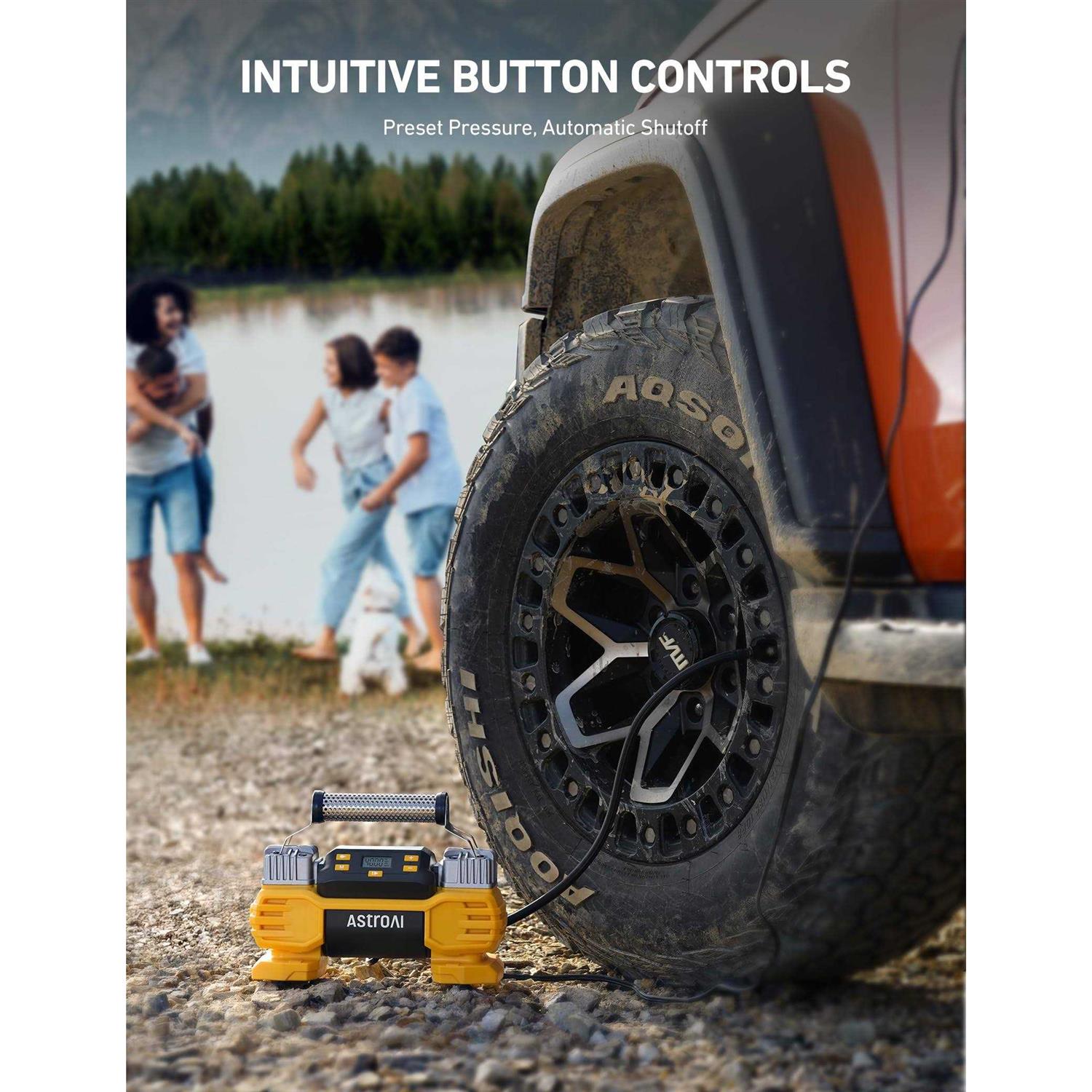 Astroai Portable 160 PSI Heavy Duty Tire Inflator Pump with Screen - Image 3