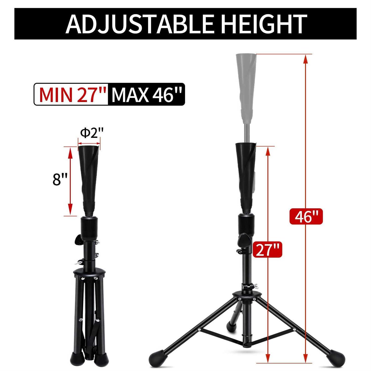 FDLS Baseball Batting Tee for Adults and Youth Teens Portable Tripod Stand Base Tee Easy Adjustable Height 27 to 46 inches for Hitting Training - Image 4