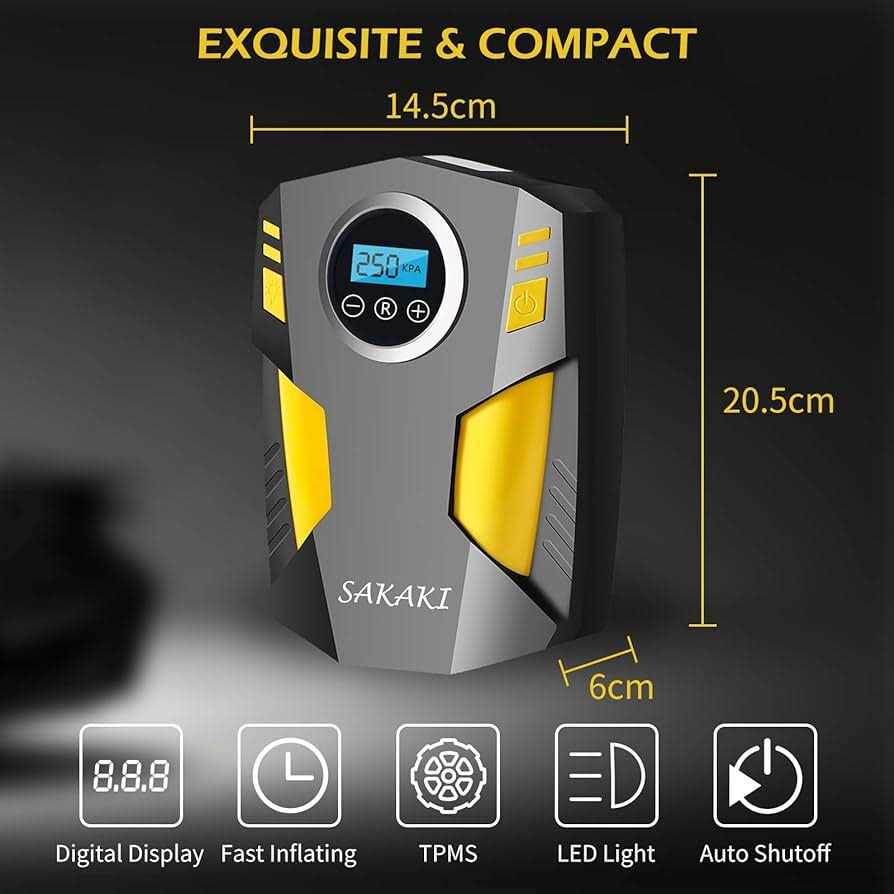 Tire Inflator Portable Air Compressor Car Tire Pump with 3 Nozzle Adaptors and Digital LED Light DC 12V Electric Car Air Pump for Car Tires and - Image 4