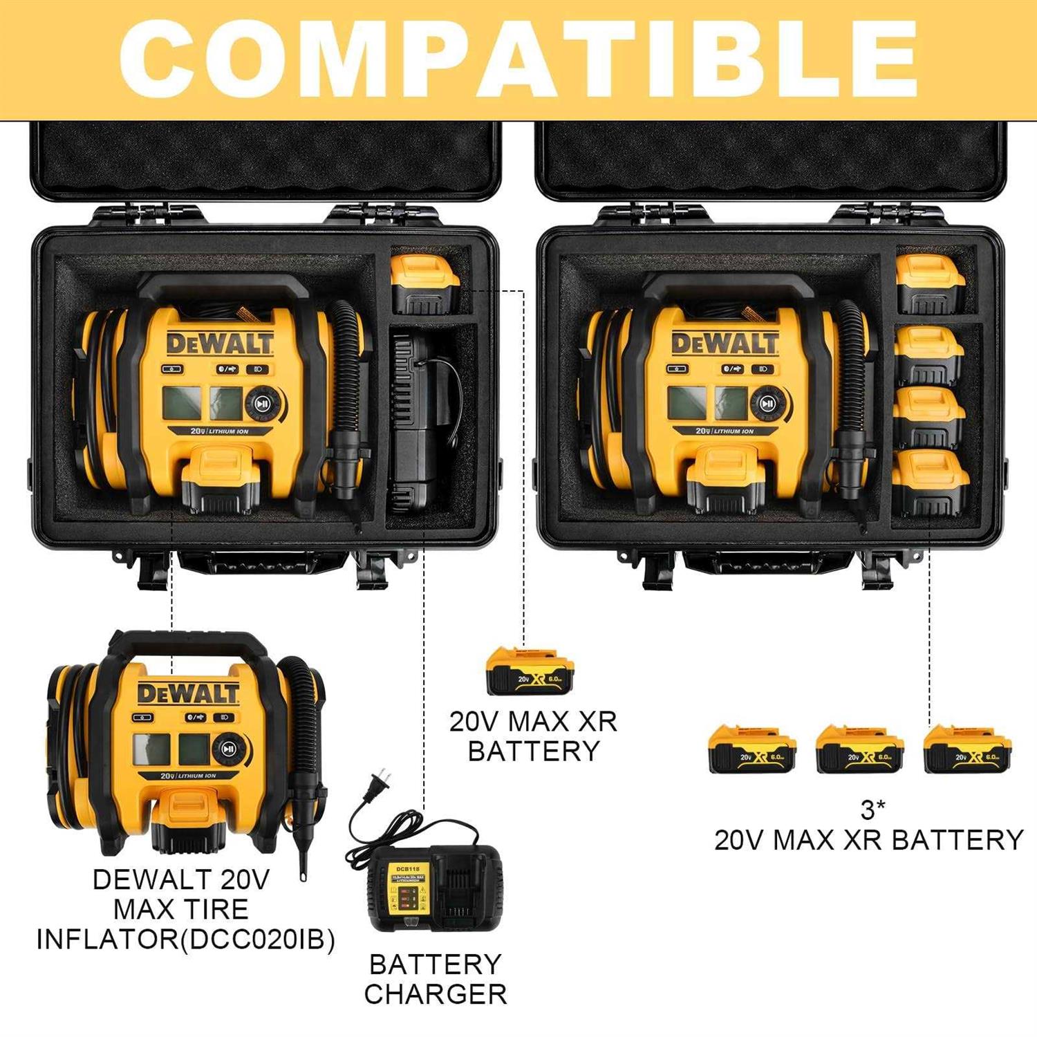 LOTOCASE Air Compressor Hard Case Compatible with DEWALT 20V MAX Tire Inflator DCC020IB - Image 3