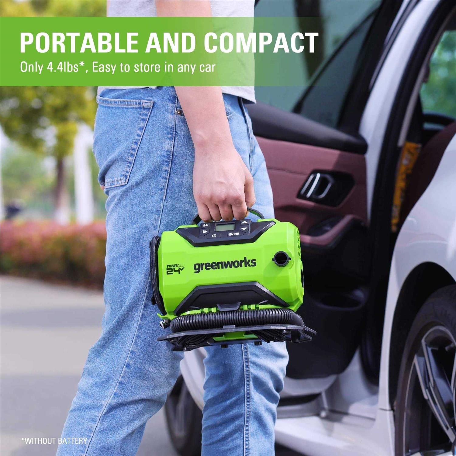 Greenworks 24V Cordless Tire Inflator 160 PSI Portable Air Compressor - Image 4