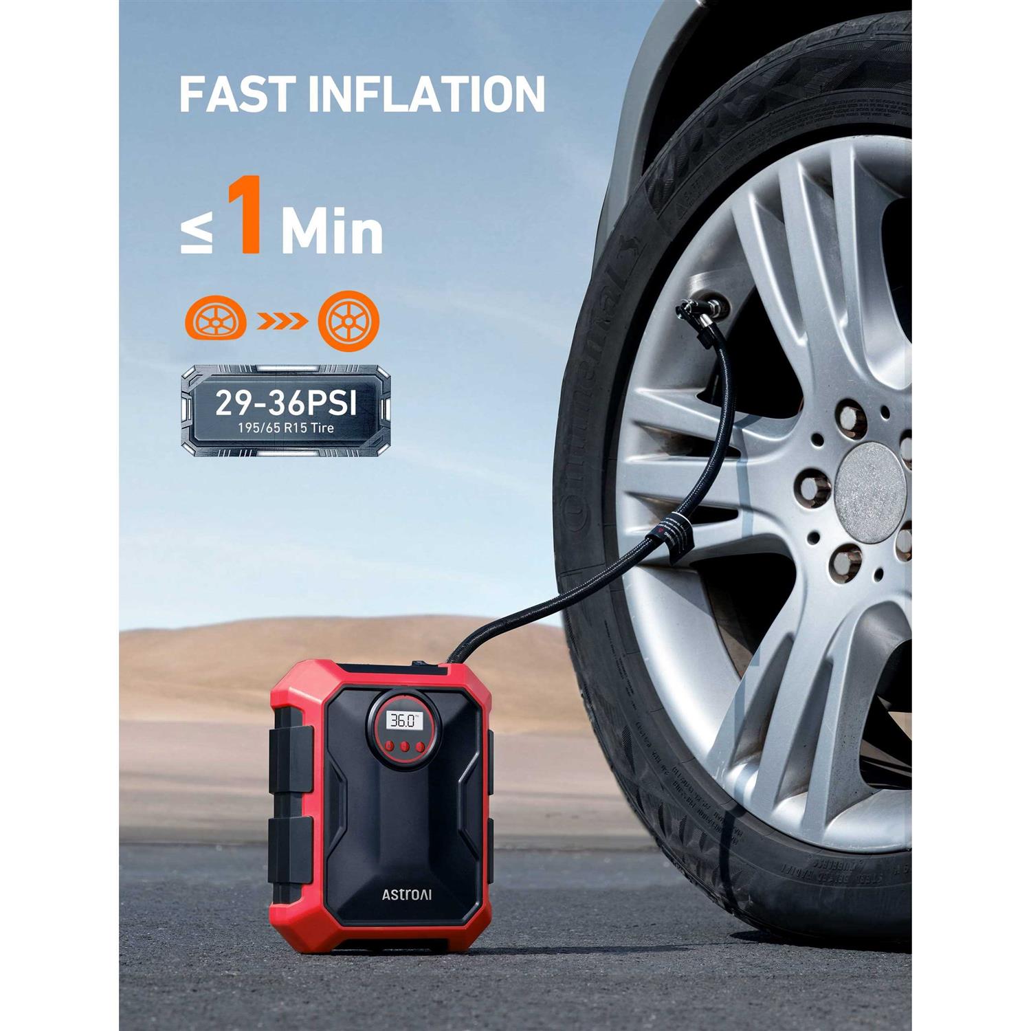 AstroAI Tire Inflator Portable Air Compressor 100PSI Air Pump for Car Tires - Image 5