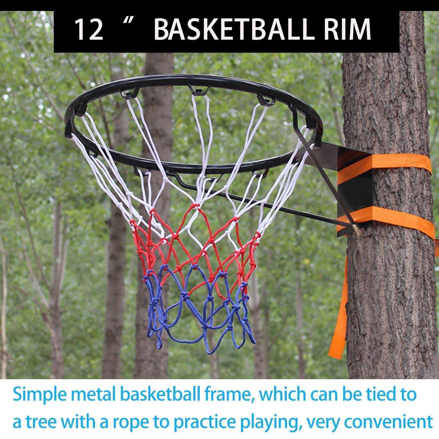 sawoolives Basketball Rim Replacement Accessory 12inch Basketball Hoop Garage Mounted Outdoor Goal Basketball Backboard and Rim and Net Kid - Image 3