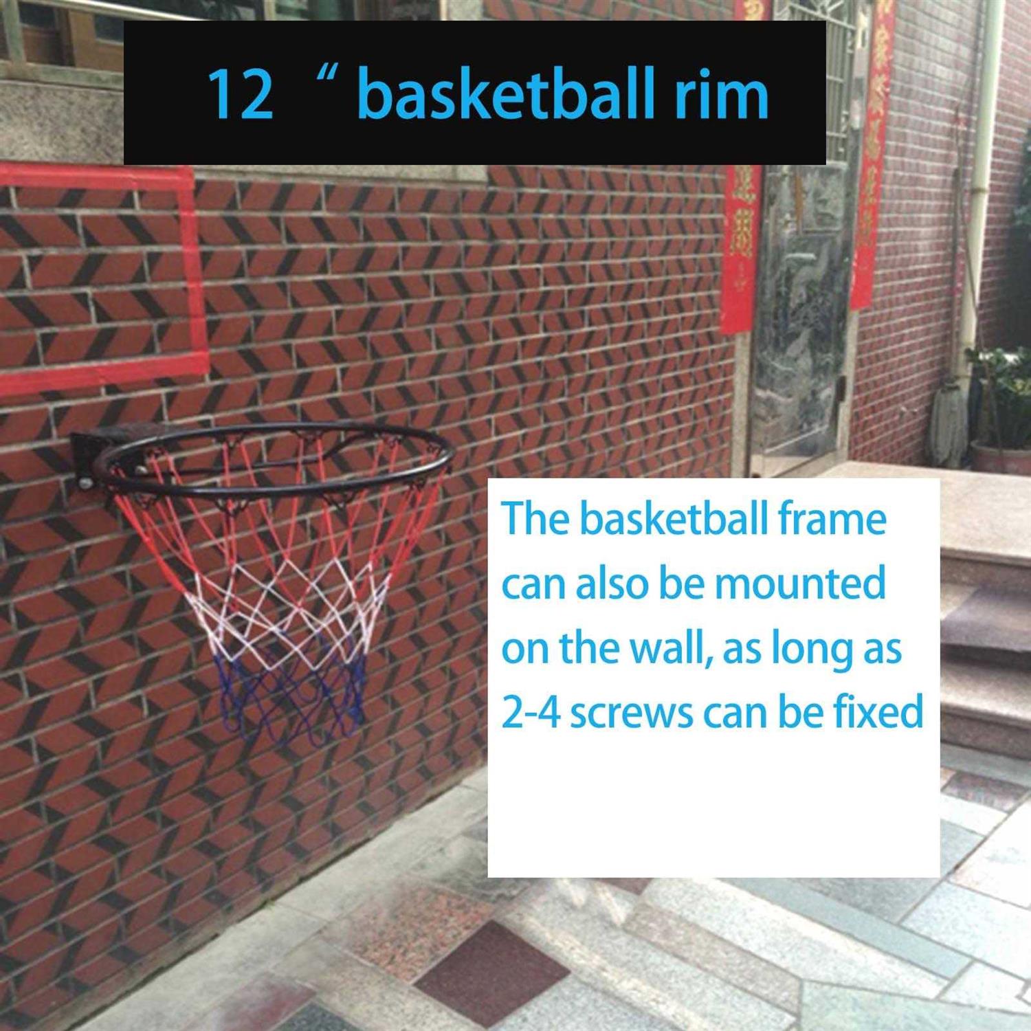 sawoolives Basketball Rim Replacement Accessory 12inch Basketball Hoop Garage Mounted Outdoor Goal Basketball Backboard and Rim and Net Kid - Image 5
