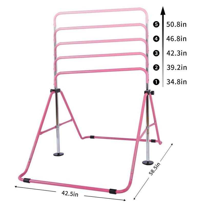Tepemccu Expandable Gymnastics Bars,Adjustable Height Gymnastic Horizontal Bars,Junior Training Bar Children Folding Training Monkey Bars for Kids - Image 4