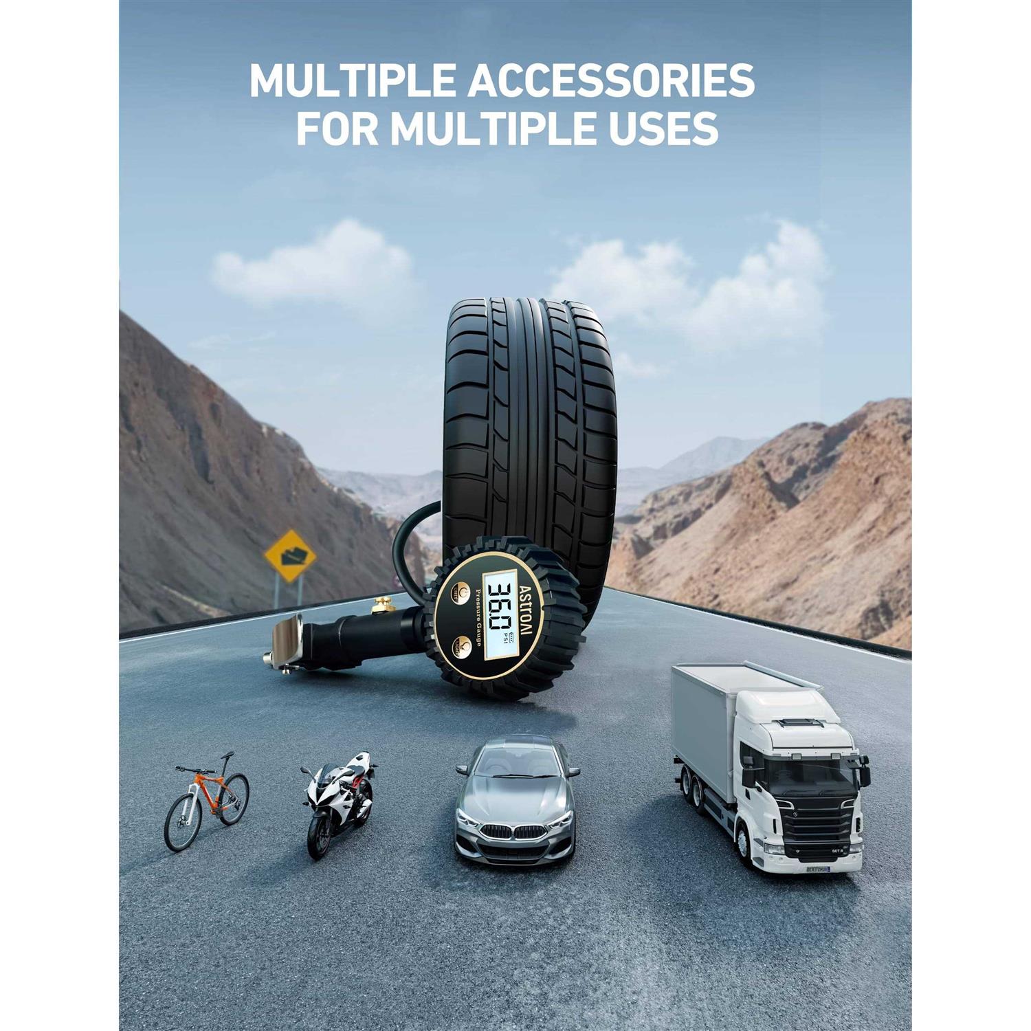 AstroAI Digital Tire Inflator with Pressure Gauge, Heavy Duty Air Chuck and Compressor Accessories - Image 3