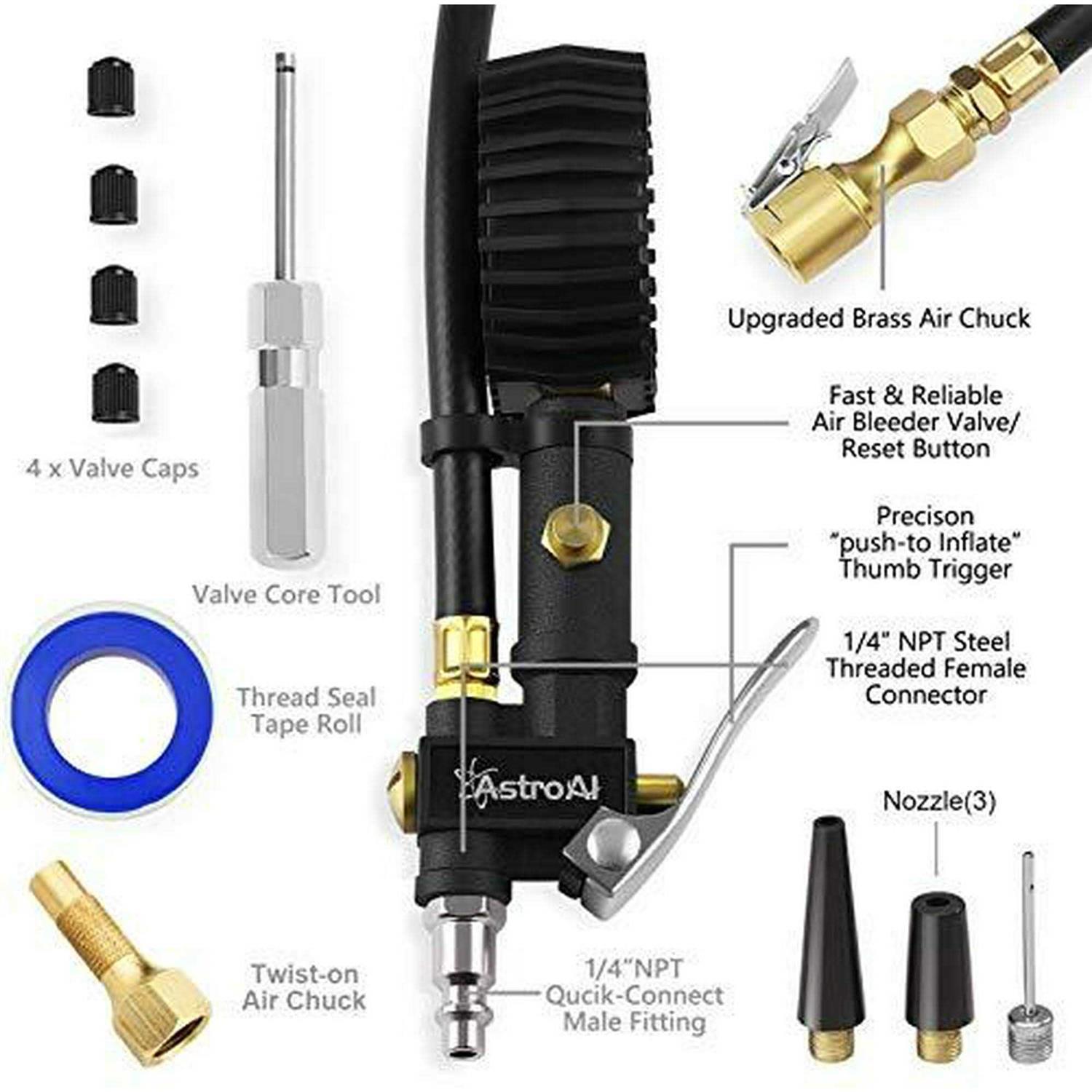 AstroAI Digital Tire Inflator with Pressure Gauge, Heavy Duty Air Chuck and Compressor Accessories - Image 4