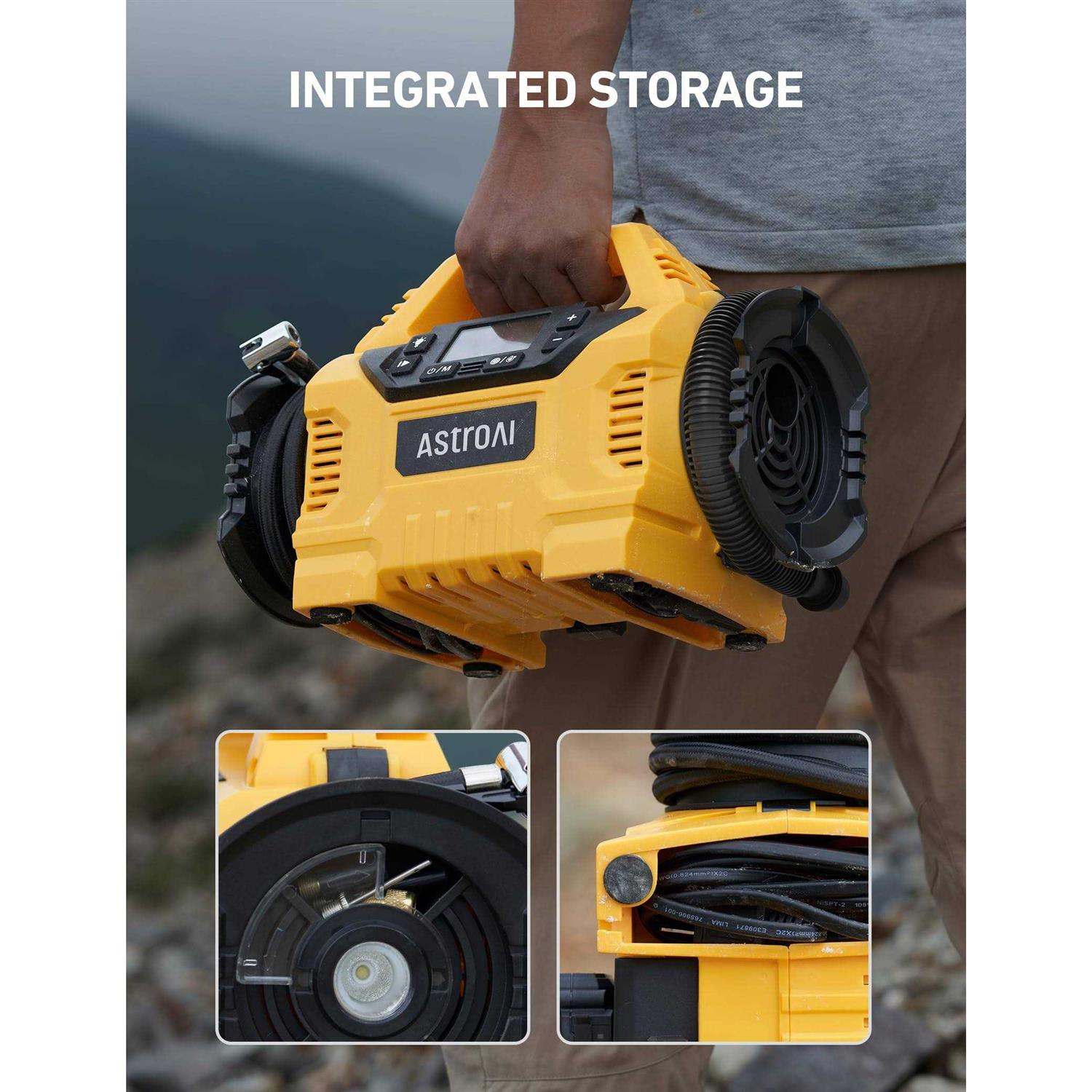 AstroAI Tire Inflator 160 Psi Cordless Air Compressor Multi Power Supply - Image 4