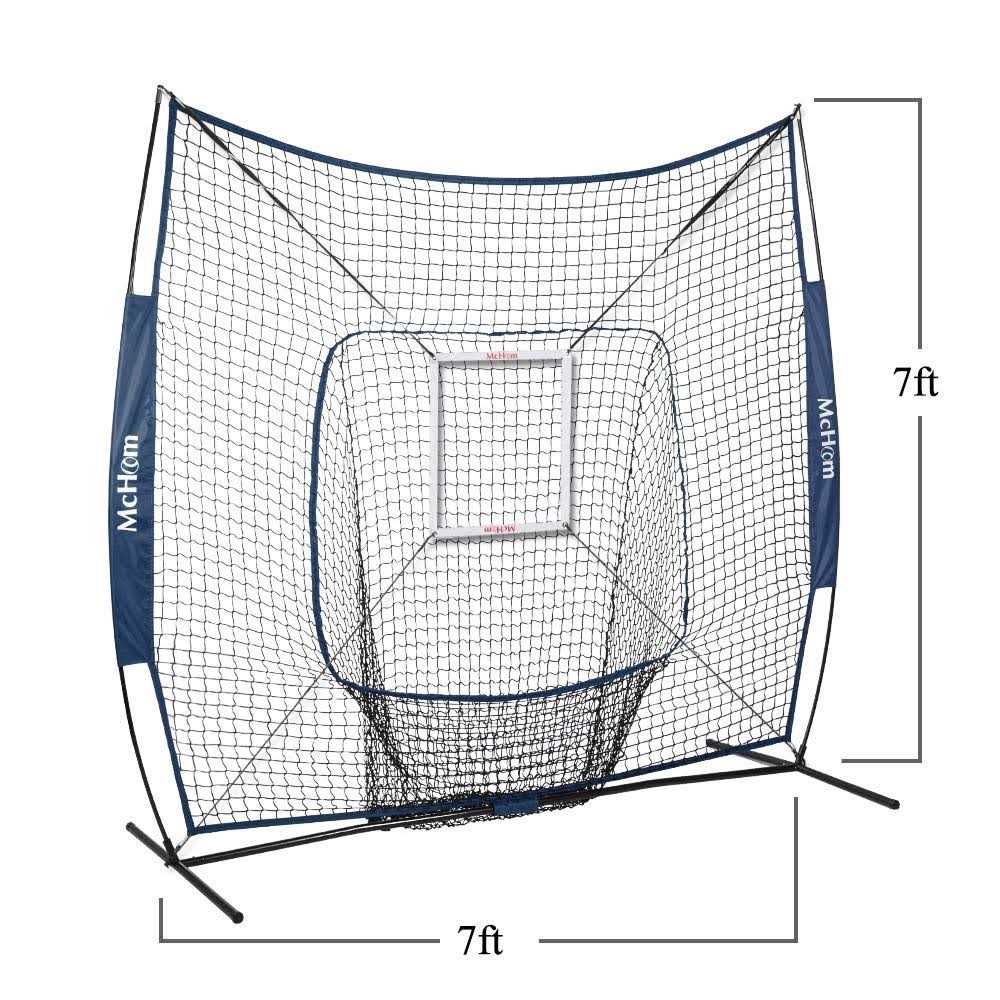 McHom 7' x 7' Baseball & Softball Practice Net Set with Travel Tee - Image 5
