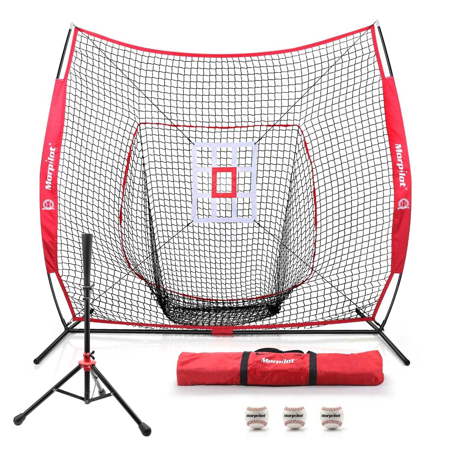 McHom 7' x 7' Baseball & Softball Practice Net Set with Travel Tee - Image 4
