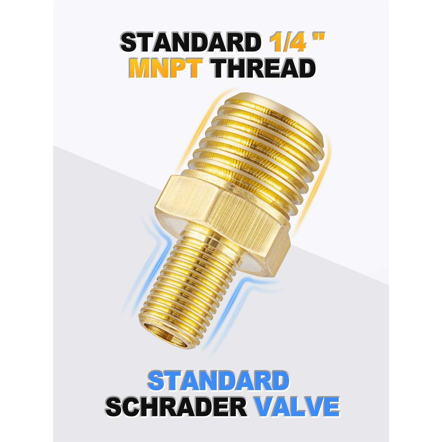 EVOULTES Brass Air Inflator Adapter 1/4 NPT to Standard Schrader Valve - Image 3