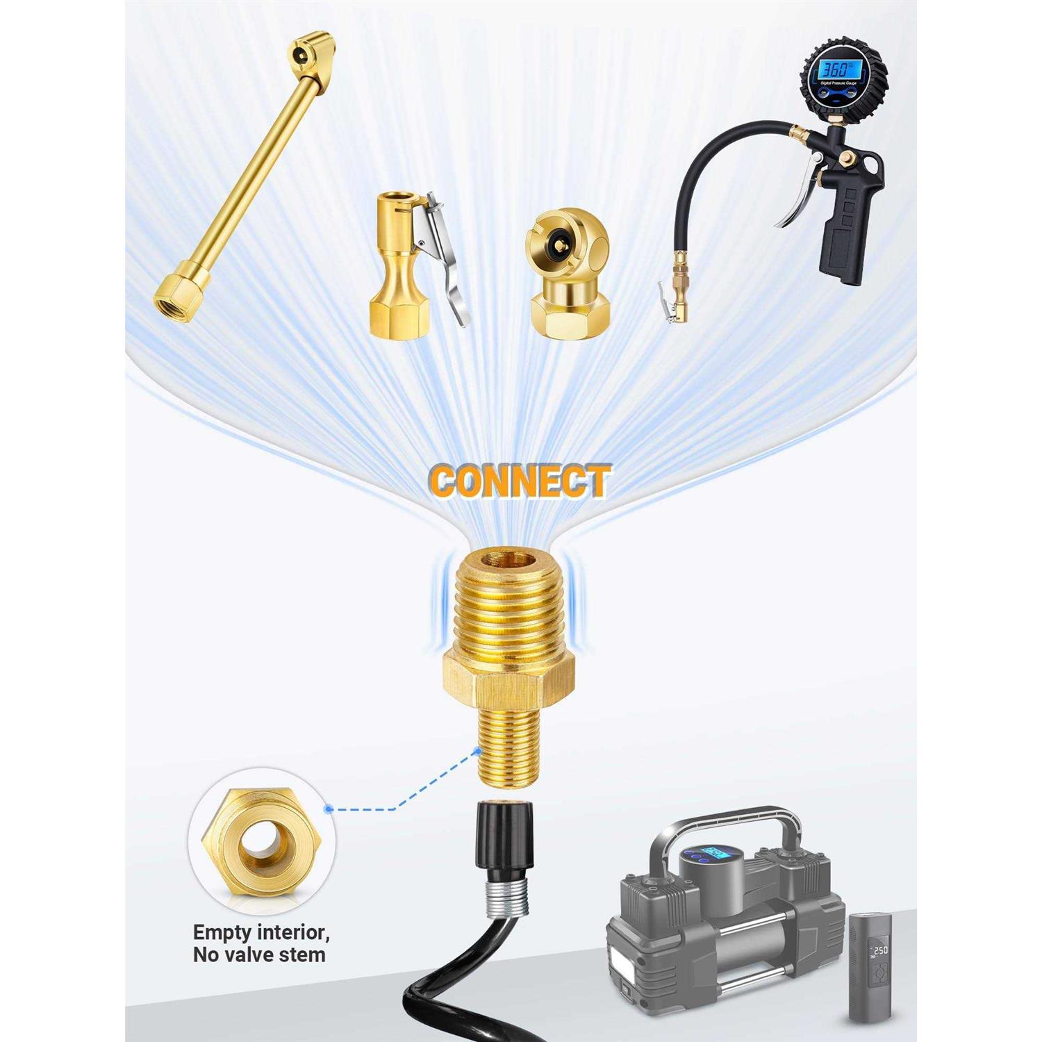 EVOULTES Brass Air Inflator Adapter 1/4 NPT to Standard Schrader Valve - Image 4