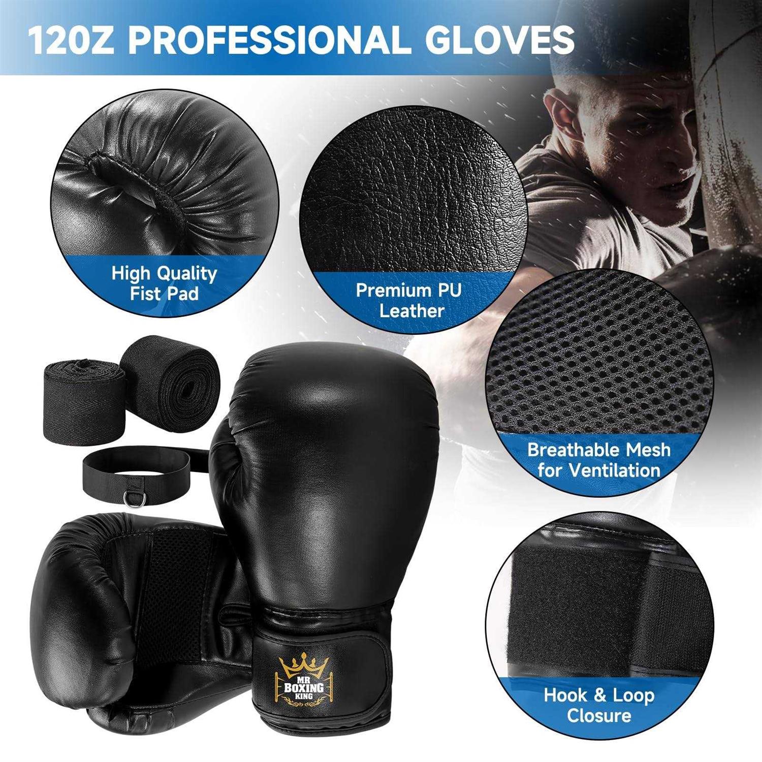 Mr Boxing King Punching Bag Set for Adults 4ft Heavy Boxing Bag Set 80 Lb Capacity - Image 5