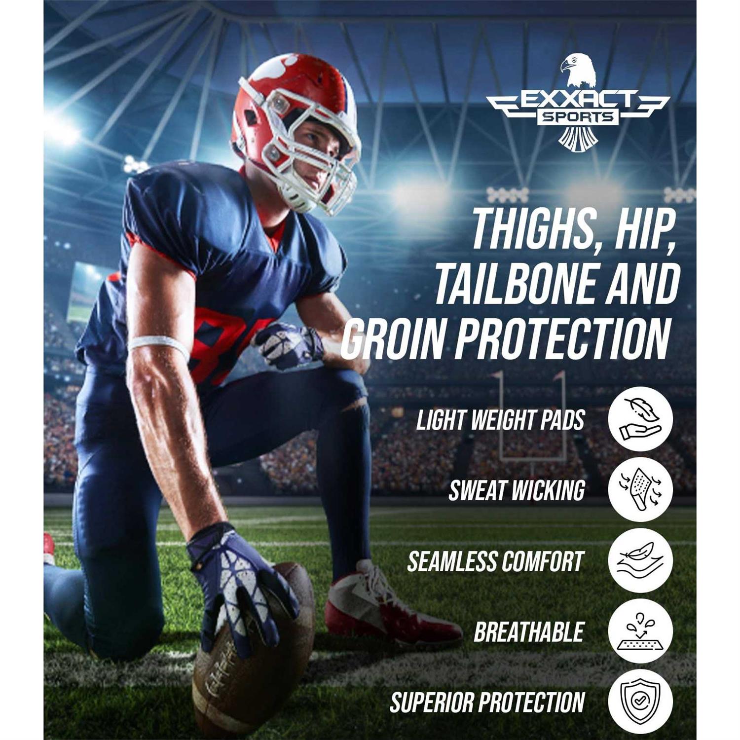 Exxact Sports 5-Pad Adult Football Girdle for Men - Image 3