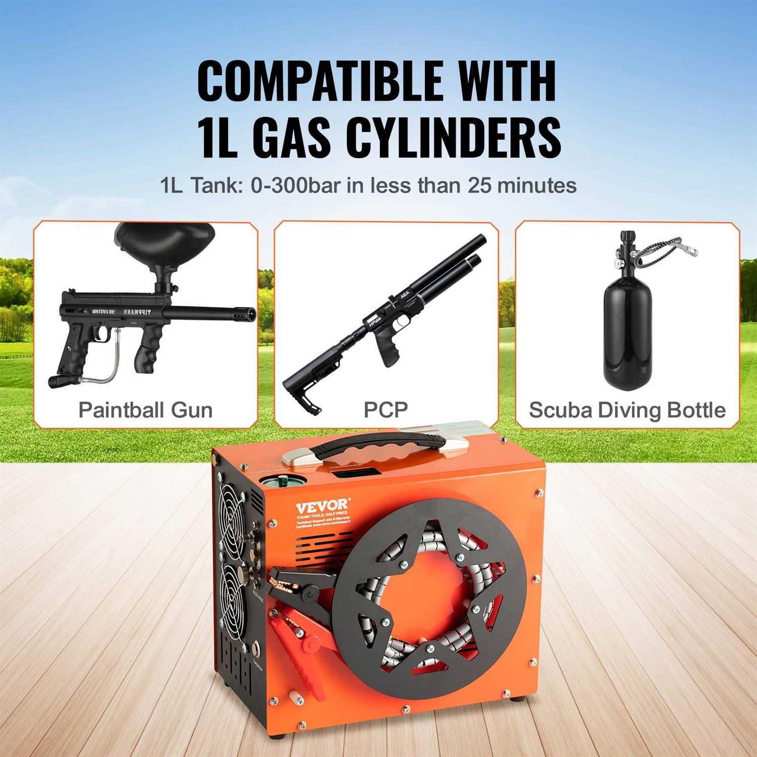 VEVOR PCP Air Compressor 4500PSI/30Mpa Portable PCP Airgun Compressor with Built-in Power Converter QQGYCQJ350WZ3ADMYV1 - Image 3