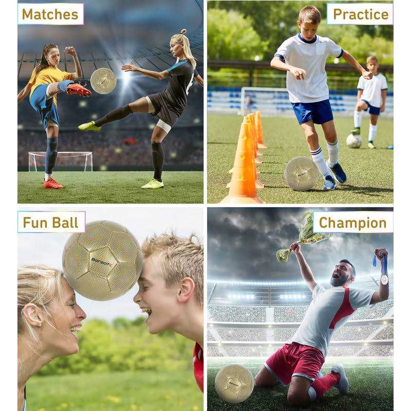 Barocity Soccer Ball Premium Boys and Girls Official Match Ball with Cool Reflective Rainbow Hex Pattern - Image 3