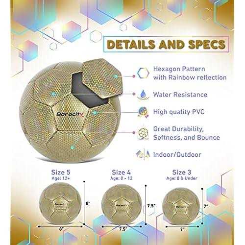 Barocity Soccer Ball Premium Boys and Girls Official Match Ball with Cool Reflective Rainbow Hex Pattern - Image 4
