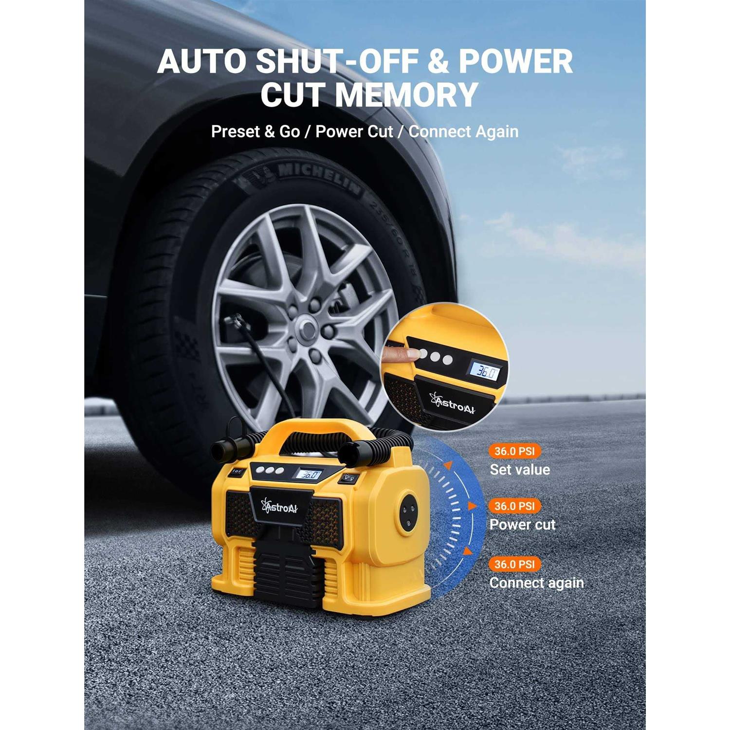 AstroAI Cordless Tire Inflator Air Compressor 160 PSI with Three Power Resources - Image 3