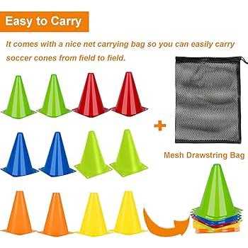 AphroLin Soccer Cones Sports Training Agility Field Marker Cone 12 Pack 7 Inch Training Cones Set with Mesh Bag - Image 4