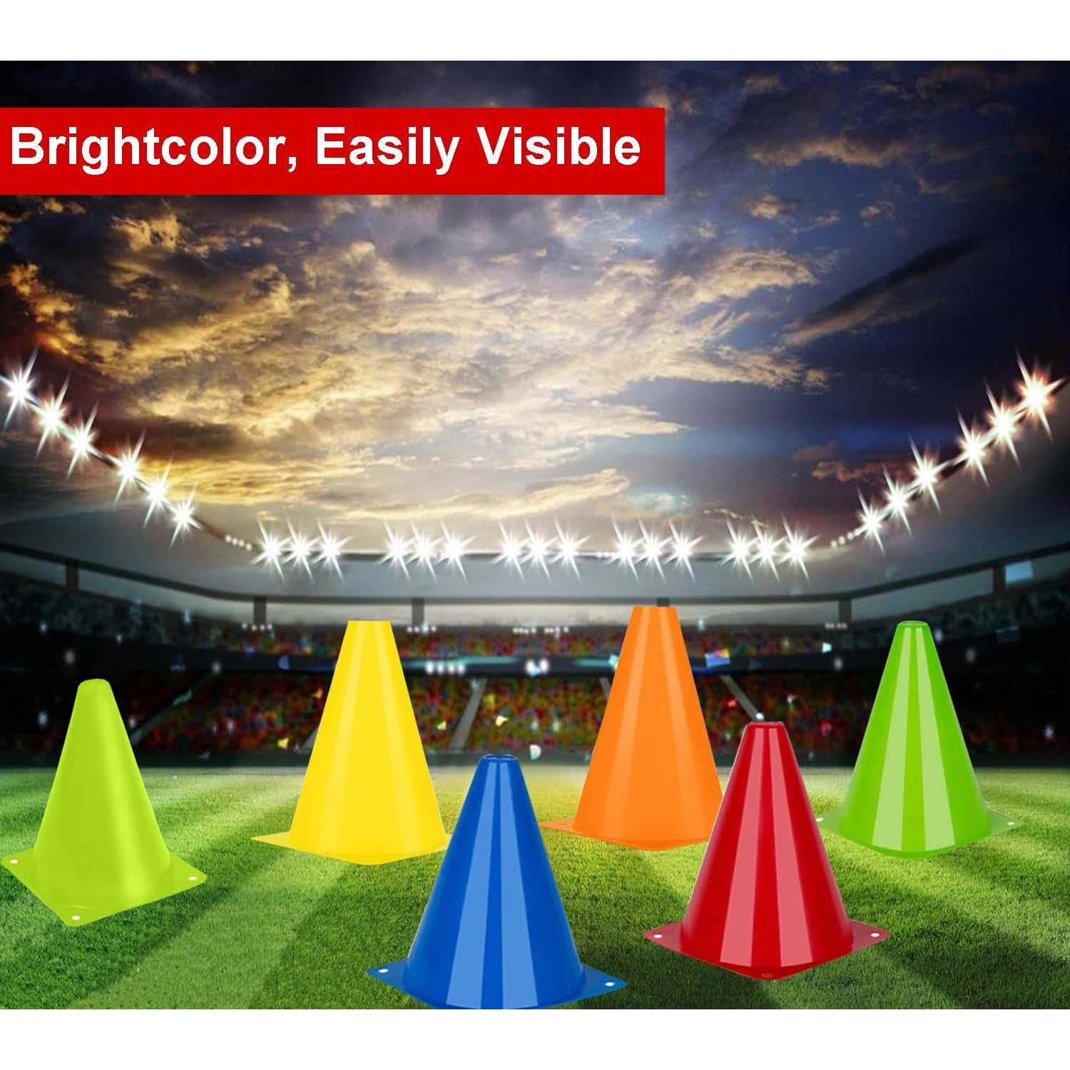 AphroLin Soccer Cones Sports Training Agility Field Marker Cone 12 Pack 7 Inch Training Cones Set with Mesh Bag - Image 5