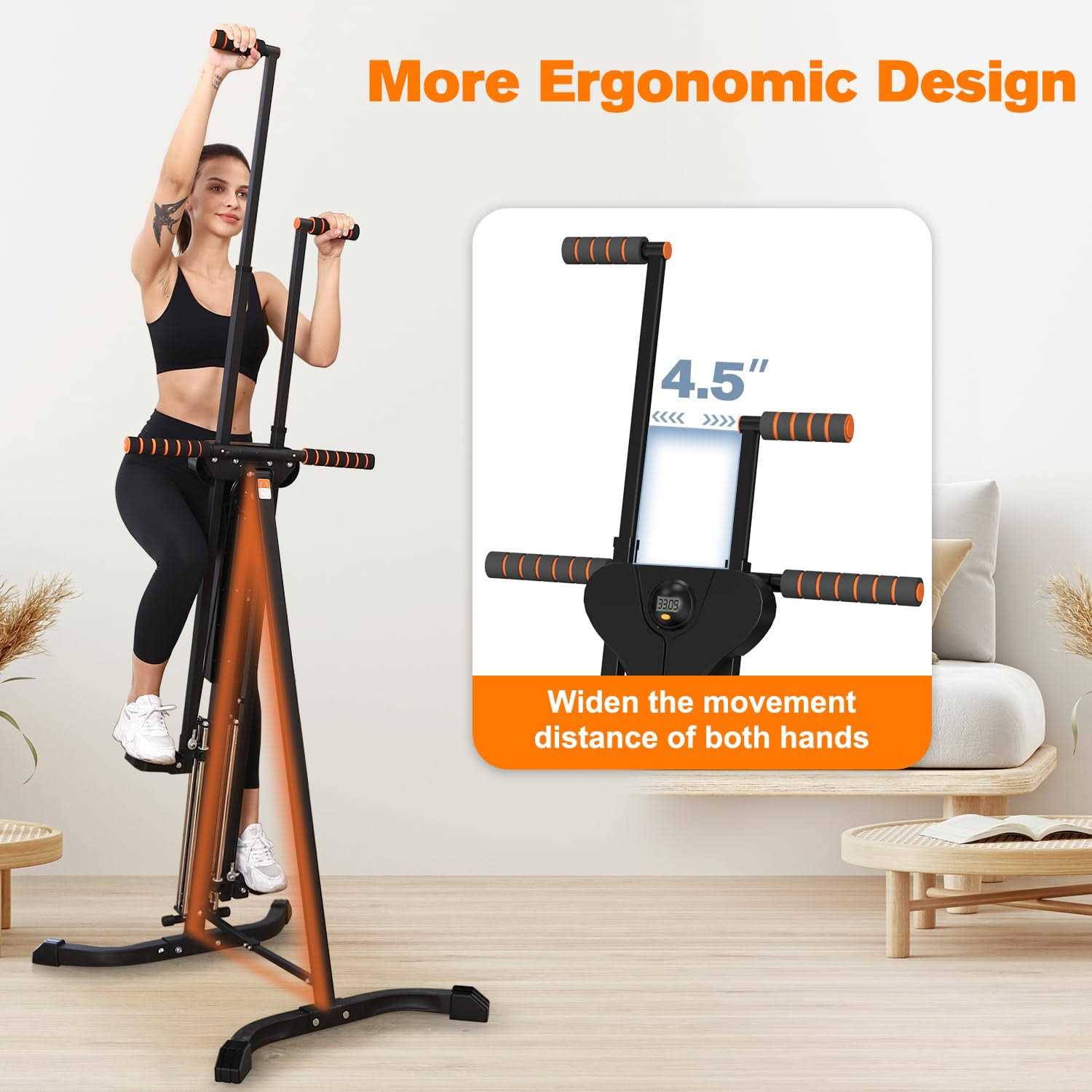 RELIFE REBUILD YOUR LIFE Vertical Climber Exercise Machine for Home Gym with 4 Metal Guide Rails Folding Exercise Climber Cardio Workout Machine 5-Level Heights Stair - Image 3