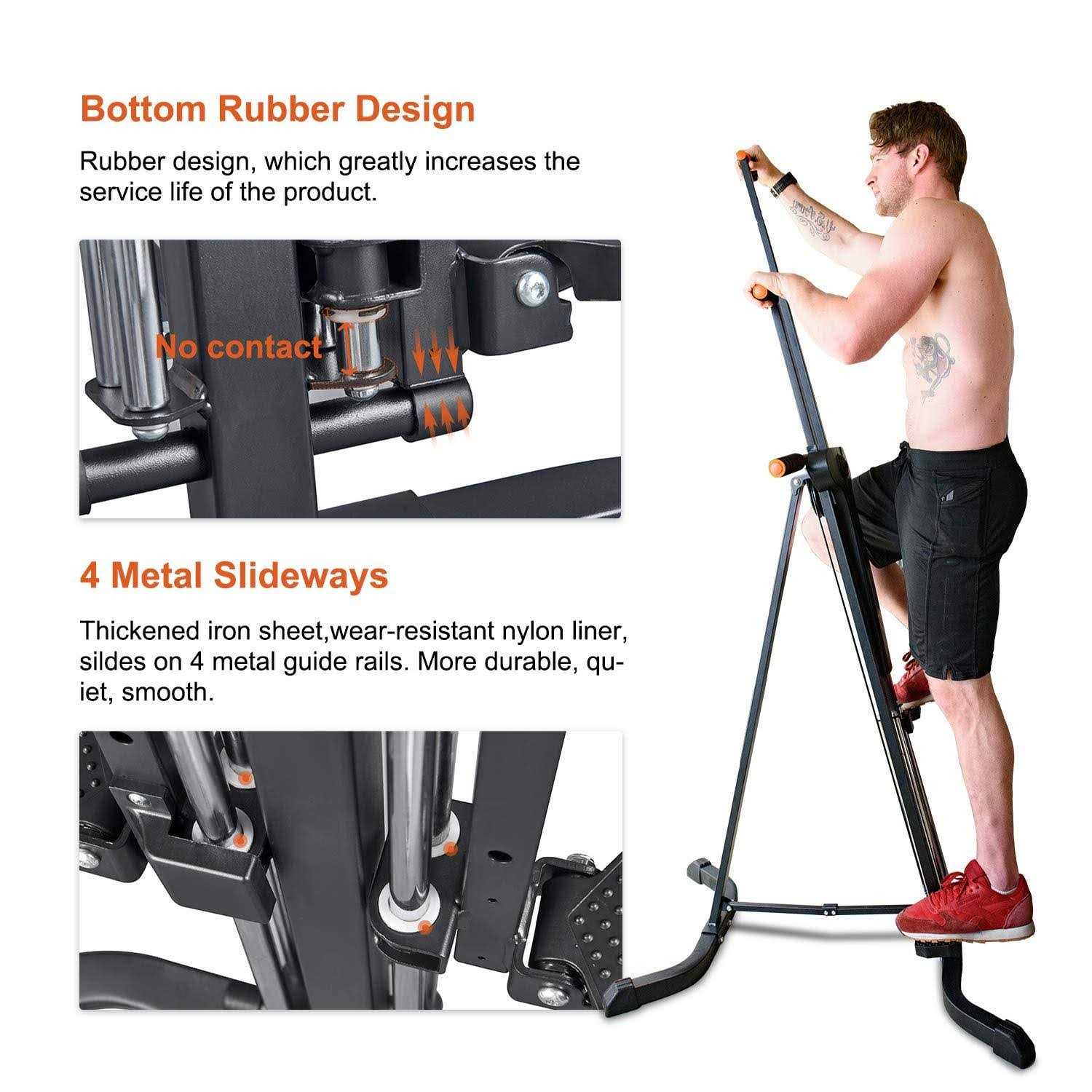 RELIFE REBUILD YOUR LIFE Vertical Climber Exercise Machine for Home Gym with 4 Metal Guide Rails Folding Exercise Climber Cardio Workout Machine 5-Level Heights Stair - Image 4