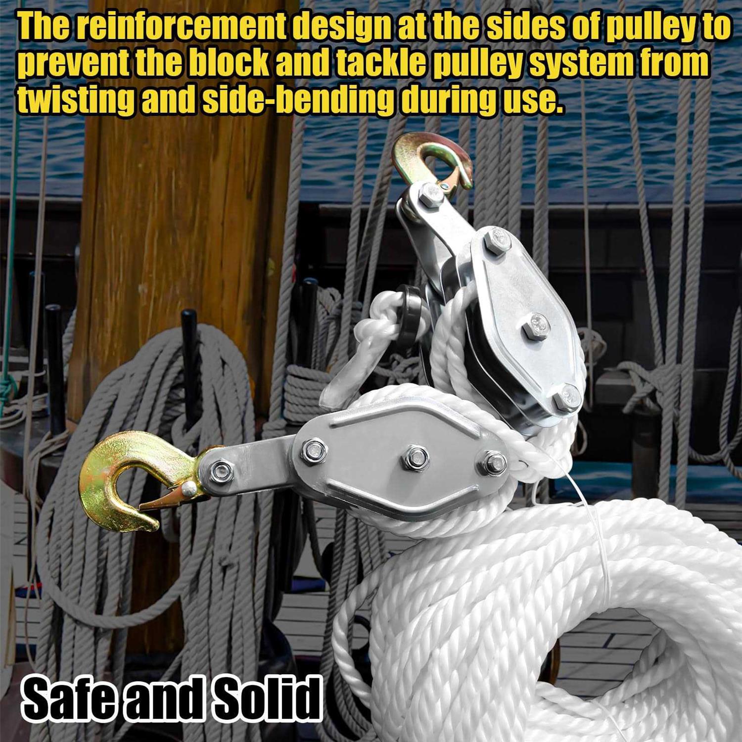 FITHOIST Block and Tackle Breaking Strength Heavy Duty Pulley Rope Pulley - Image 3