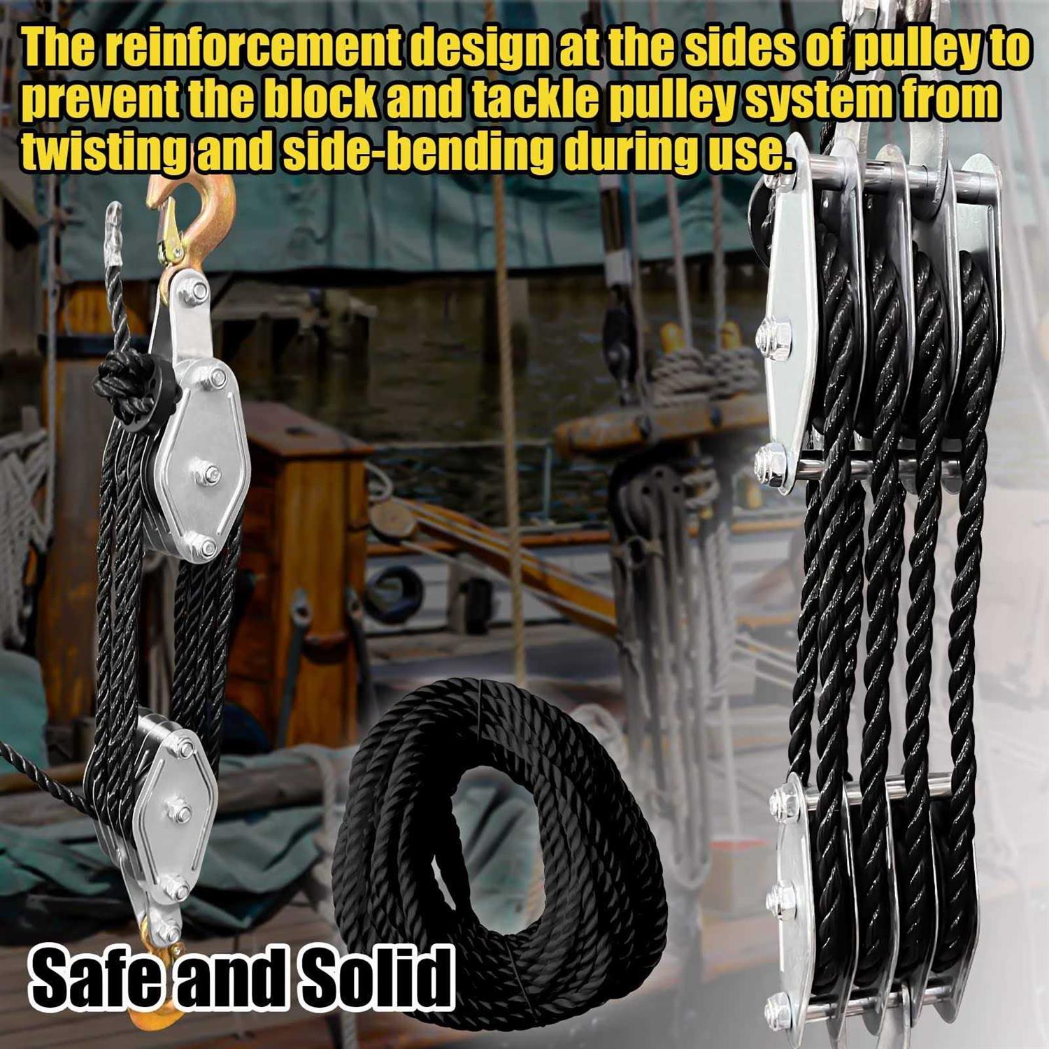 FITHOIST Block and Tackle Breaking Strength Heavy Duty Pulley Rope Pulley - Image 3