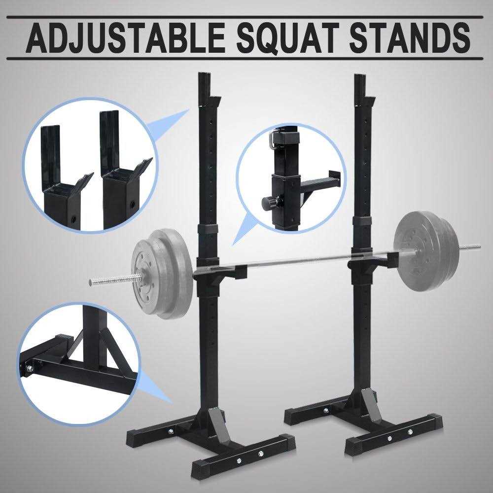 F2C Max Load 550Lbs Pair of Adjustable 40-66 Squat Rack Sturdy Steel Squat Barbell Free Bench Press Stands Gym/Home Gym Portable Dumbbell Racks - Image 3