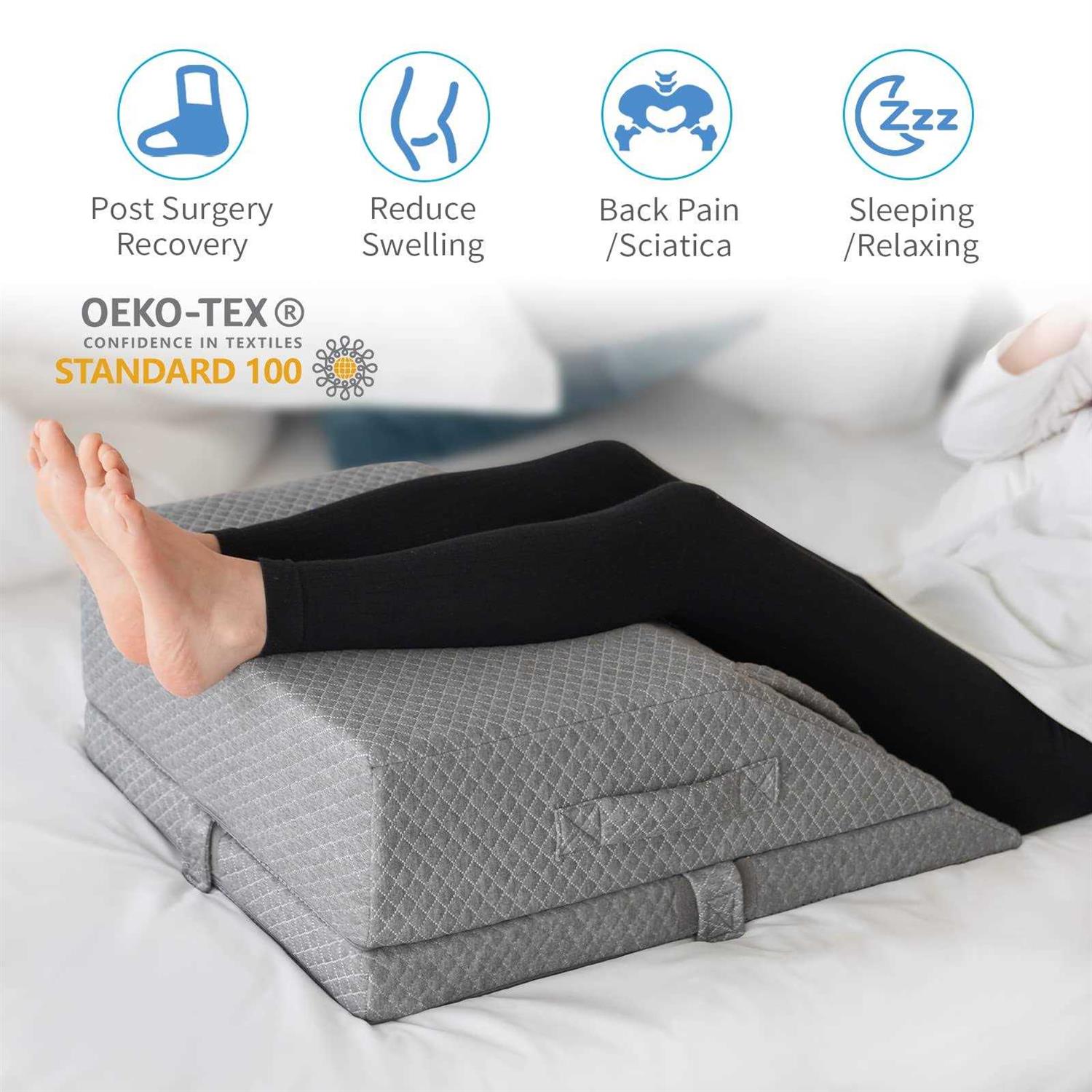 KingPavonini Adjustable Leg Elevation Pillows for Swelling Cooling Gel Memory Foam Wedge Pillows for After Surgery - Image 3